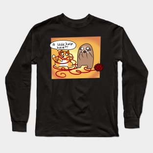 Tangled Cat Comic Long Sleeve T-Shirt